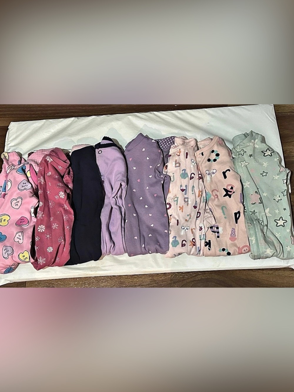 8 pieces of 6-9 month Kids Pajama Set Lot in Pink & Purple